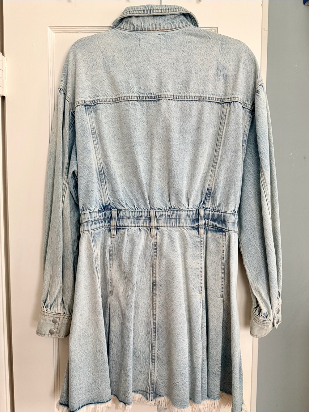 NWT We The Free | Free People | Chain of Command Denim Mini Dress frayed - SZ M - Picture 4 of 8